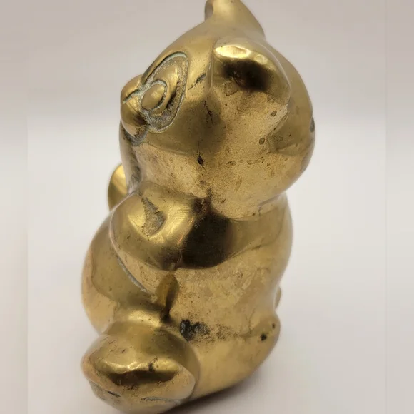 Vintage Brass Panda/Cat Bear Bank. - Picture 3 of 7